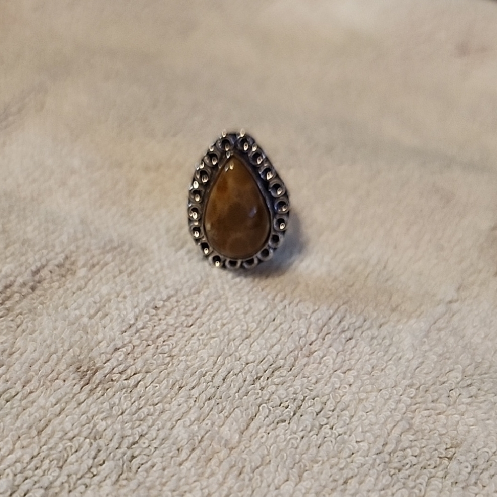 **2 for $10** Vintage Teardrop Stone Ring with Silver Accents